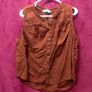 Sonoma Women's Button-Front Sleeveless Top - Brown